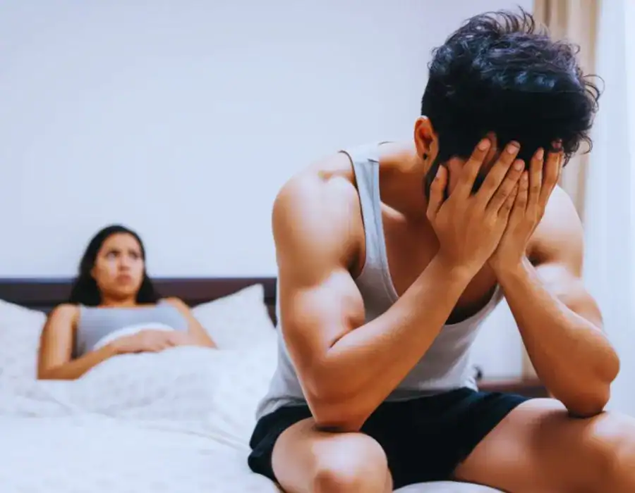 Image of upset man in need of erectile dysfunction treatment St Ives